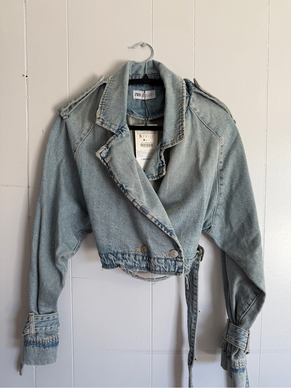 NWT Zara TRF CROP DENIM TRENCH COAT